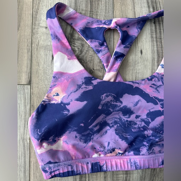 Brisas Marble Sports Bra Activewear Athleisure in Purple and Pink Size Small - Picture 2 of 5